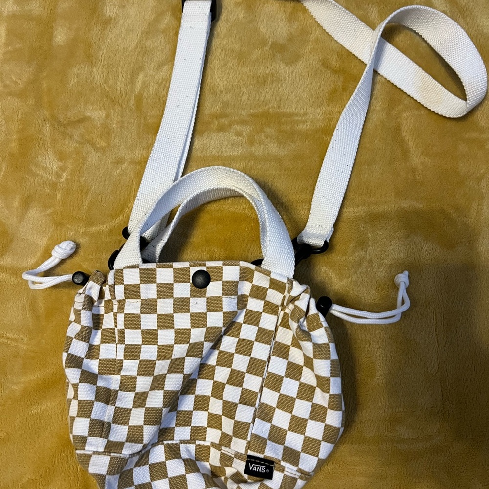 Vans Beige & White Checkerboard Mini Crossbody Tote